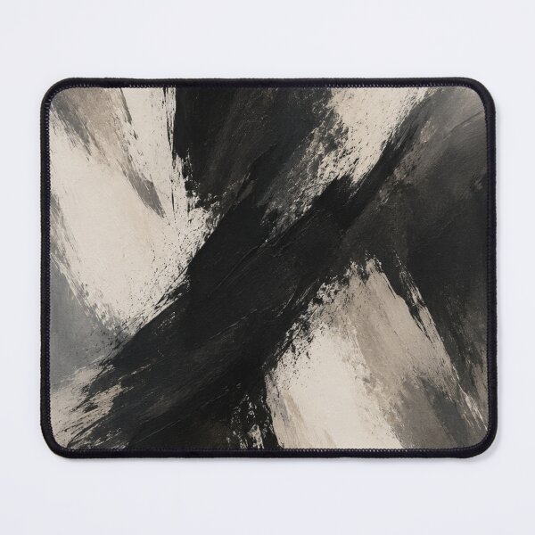 Item preview, Monochrome Intersection – Expressive Black and Beige Brushstroke Painting designed and sold by Zaramodo.