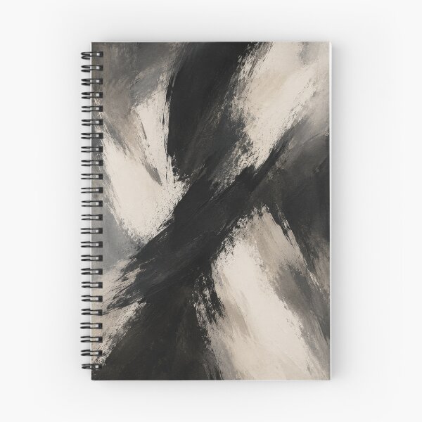 Item preview, Monochrome Intersection – Expressive Black and Beige Brushstroke Painting designed and sold by Zaramodo.