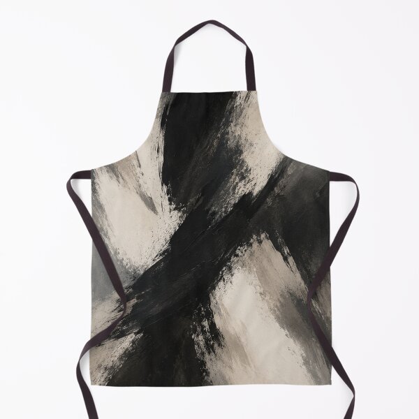 Item preview, Monochrome Intersection – Expressive Black and Beige Brushstroke Painting designed and sold by Zaramodo.