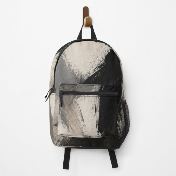 Item preview, Monochrome Intersection – Expressive Black and Beige Brushstroke Painting designed and sold by Zaramodo.