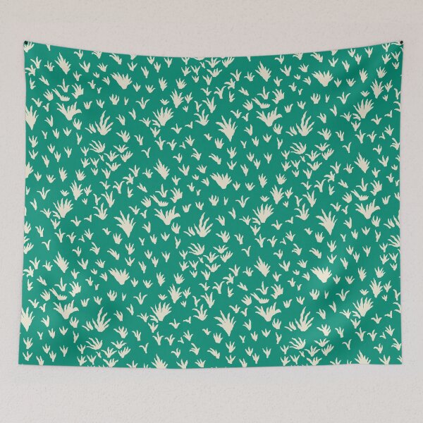 Item preview, Grass Tufts in Cream on Emerald Green designed and sold by Ema Tudose.