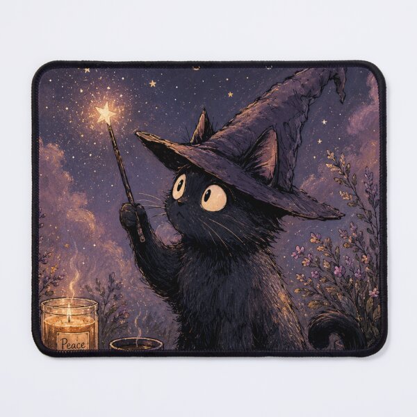 Item preview, Witchy Black Cat – Cozy Witch Magic, Moon & Spellbook Halloween Cat designed and sold by AbstractAuraArt.
