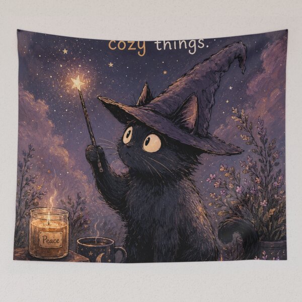 Item preview, Witchy Black Cat – Cozy Witch Magic, Moon & Spellbook Halloween Cat designed and sold by AbstractAuraArt.