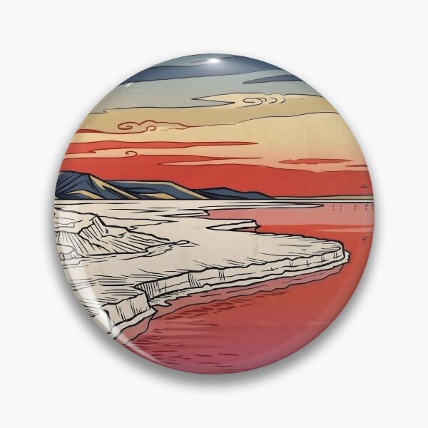 Item preview, Ukiyo-e Pink Lake Sunset Flamingo Art designed and sold by conohitoAI-ArtGallery.
