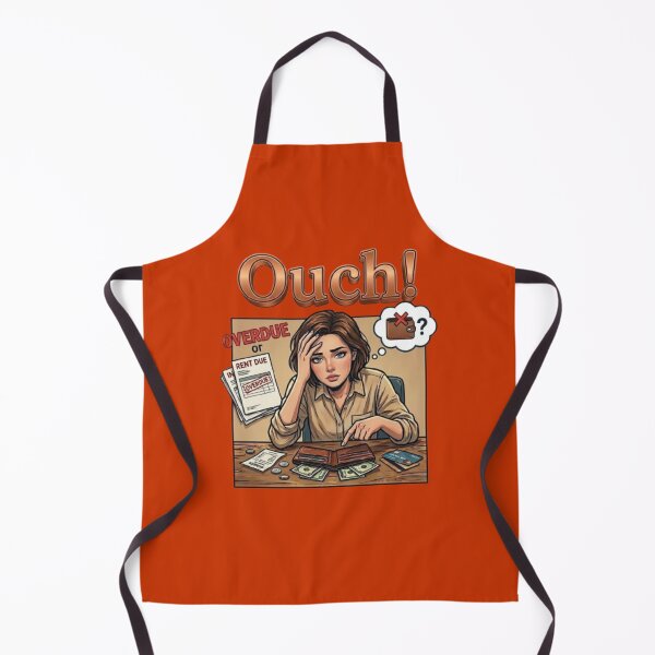 Item preview, Ouch Overdue Rent Due - Stressed Woman Broke Bills Comic Art designed and sold by Northern Glow Art.
