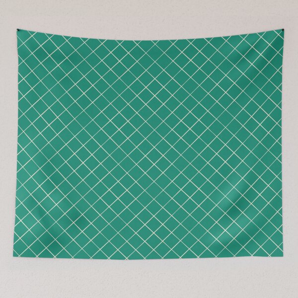 Item preview, Diagonal Trellis Grid in Cream on Emerald designed and sold by Ema Tudose.