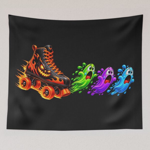 Item preview, Halloween Roller Skate Chasing Ghosts – Spooky Roller Skating Halloween Design designed and sold by ArtSpark Studio.