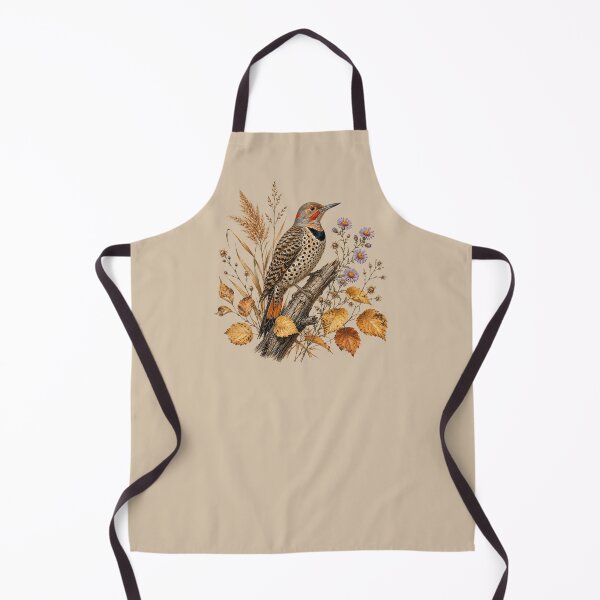Item preview, Northern Flicker Woodpecker with Autumn Asters & Birch designed and sold by BirdsnStuff.