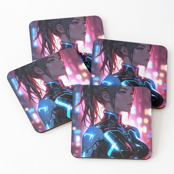 Item preview, Chica ciberpunk rosa y azul – Estética de ciencia ficción anime neón designed and sold by AnimDream .