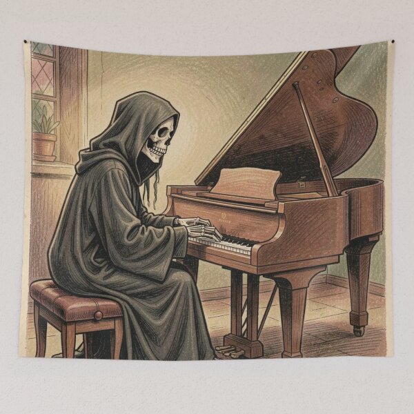 Item preview, The Grim Reaper playing the piano. Retro. designed and sold by MagelliShop.