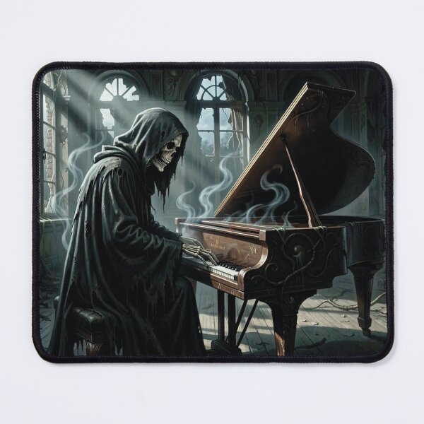 Item preview, The Grim Reaper playing the piano. A spooky castle. designed and sold by MagelliShop.