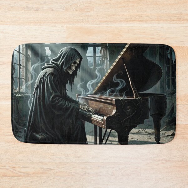 Item preview, The Grim Reaper playing the piano. A spooky castle. designed and sold by MagelliShop.