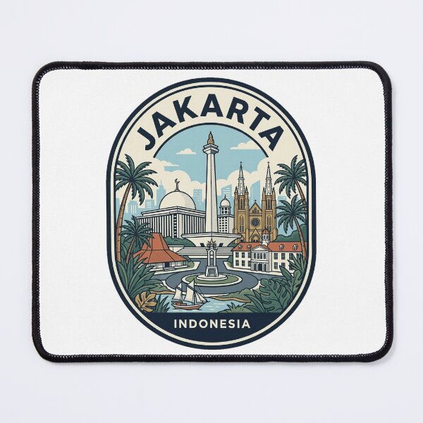 Item preview, Jakarta Indonesia Vintage Travel Badge Illustration designed and sold by k3rstman1.