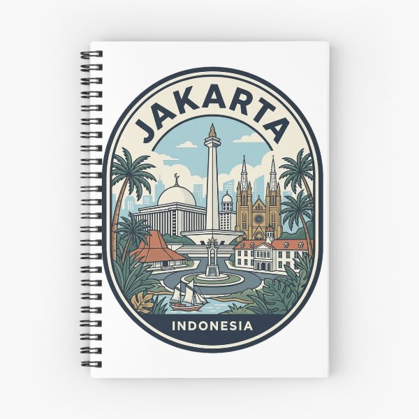 Item preview, Jakarta Indonesia Vintage Travel Badge Illustration designed and sold by k3rstman1.