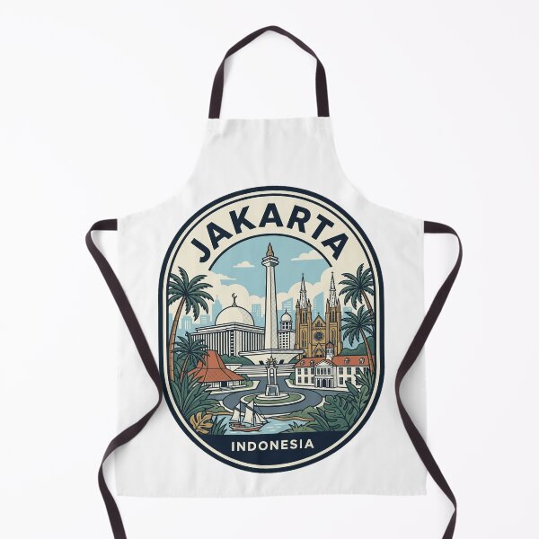 Item preview, Jakarta Indonesia Vintage Travel Badge Illustration designed and sold by k3rstman1.