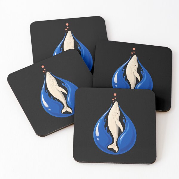 Item preview, White Whale Rising Inside a Blue Water Drop designed and sold by Fenay Designs.