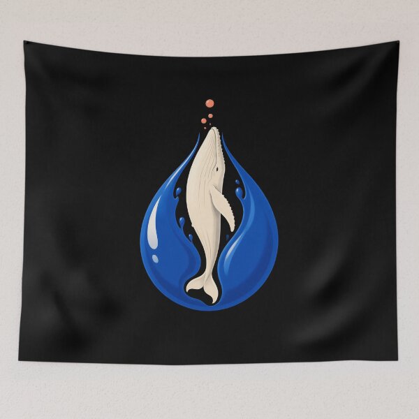 Item preview, White Whale Rising Inside a Blue Water Drop designed and sold by Fenay Designs.