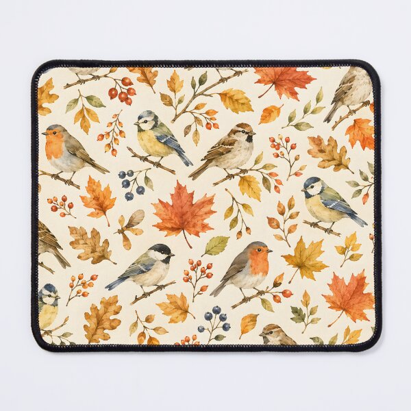 Item preview, Autumn Birds & Colorful Leaves Watercolor Pattern designed and sold by blankTeeShirt.
