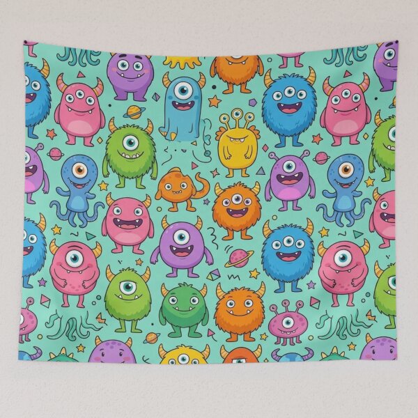 Item preview, Cute Colorful Monster Seamless Pattern designed and sold by lungpleecha.