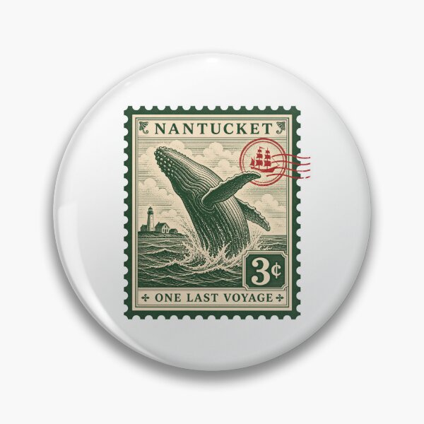 Item preview, Nantucket One Last Voyage Vintage Whale Stamp designed and sold by Fenay Designs.