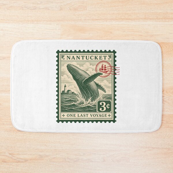 Item preview, Nantucket One Last Voyage Vintage Whale Stamp designed and sold by Fenay Designs.