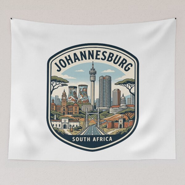 Item preview, Johannesburg South Africa Skyline Travel Badge designed and sold by k3rstman1.