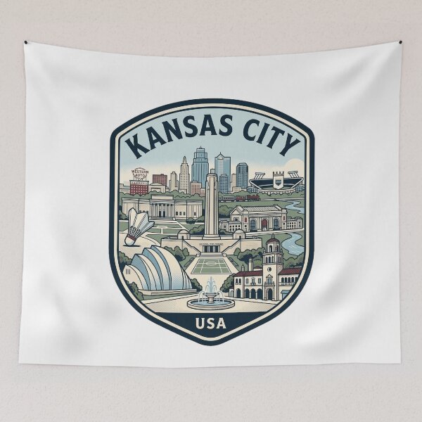 Item preview, Kansas City Skyline Retro Travel Badge designed and sold by k3rstman1.