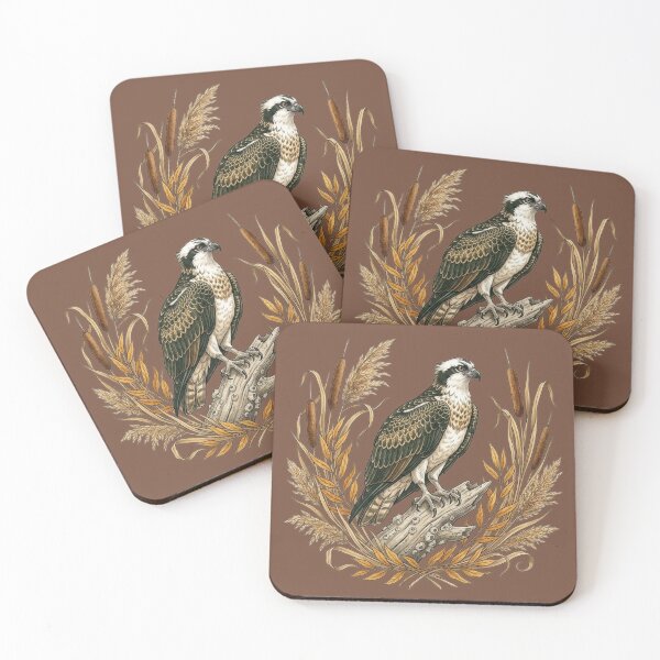 Item preview, Osprey with Autumn Cattails And Reeds Bird Art  designed and sold by BirdsnStuff.