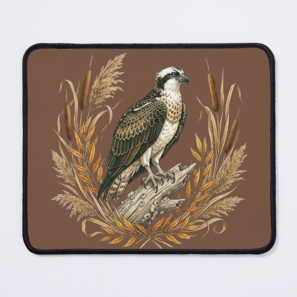 Item preview, Osprey with Autumn Cattails And Reeds Bird Art designed and sold by BirdsnStuff.