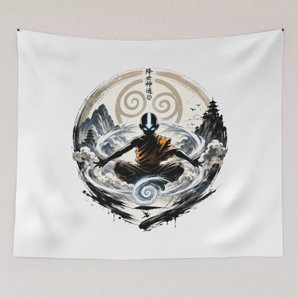 Item preview, Avatar State Aang Meditation Poster - Air Nomad Ink Wash Anime Art designed and sold by Expats Studio.