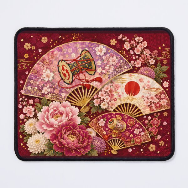 Item preview, Elegant Japanese Fans and Lucky Motifs – Traditional Kimono Floral Art designed and sold by Kurekou Lab.