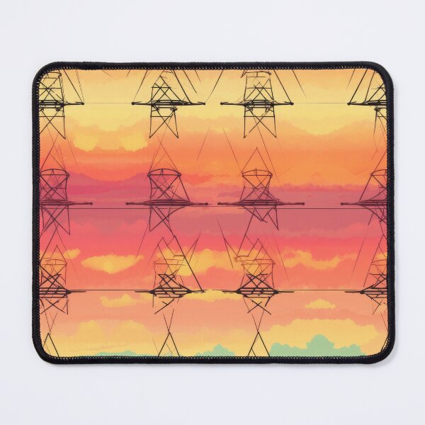 Item preview, Sunset Pylon Silhouette Retro Grid Pattern designed and sold by Pylon-Bureau.