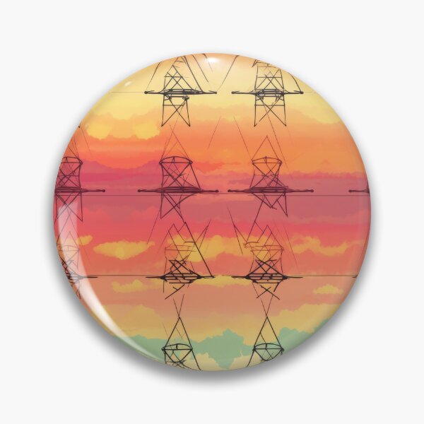 Item preview, Sunset Pylon Silhouette Retro Grid Pattern designed and sold by Pylon-Bureau.