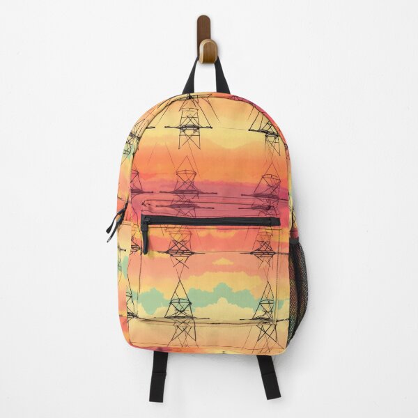 Item preview, Sunset Pylon Silhouette Retro Grid Pattern designed and sold by Pylon-Bureau.