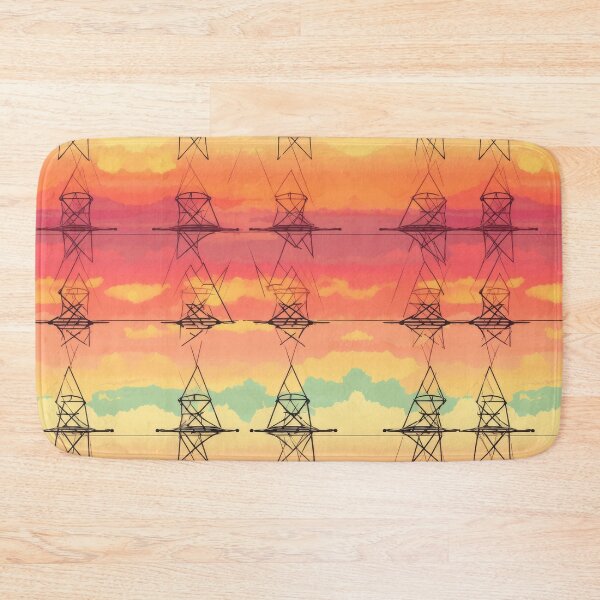 Item preview, Sunset Pylon Silhouette Retro Grid Pattern designed and sold by Pylon-Bureau.