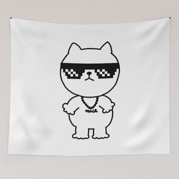 Item preview, a Cat with pixel sunglasses designed and sold by superbaechoo.