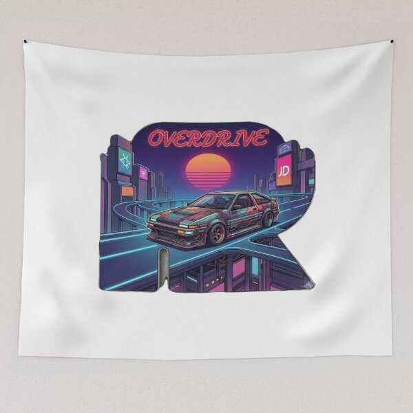 Item preview, Retro Cyberpunk JDM Overdrive Drift Speed Aesthetic Monogram R designed and sold by RoyalPrime.