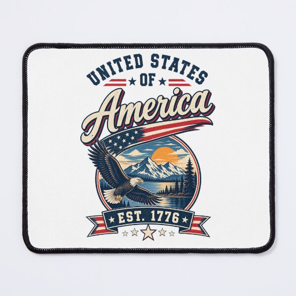 Item preview, American Eagle USA Patriotic – Vintage Bald Eagle Mountain Flag designed and sold by Ayden World.