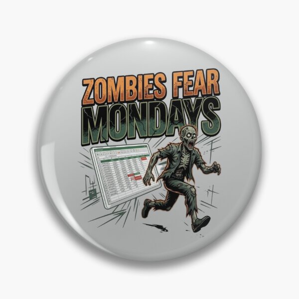 Item preview, Zombies Fear Mondays - Funny Office Zombie Running from Spreadsheet Error designed and sold by LUKOWEAR.