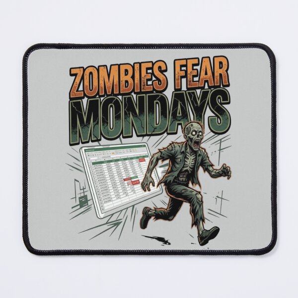 Item preview, Zombies Fear Mondays - Funny Office Zombie Running from Spreadsheet Error designed and sold by LUKOWEAR.