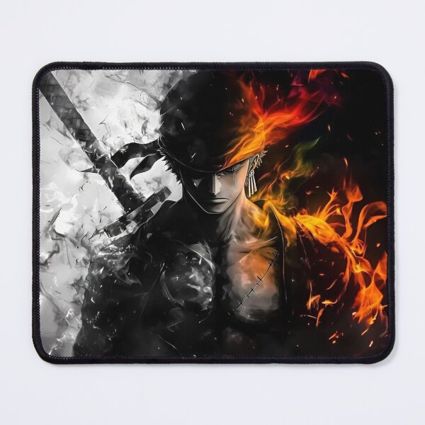 Item preview, Zoro | Monochrome Flame Samurai – Three Sword Warrior Fire and Smoke Artwork designed and sold by Dyan4.