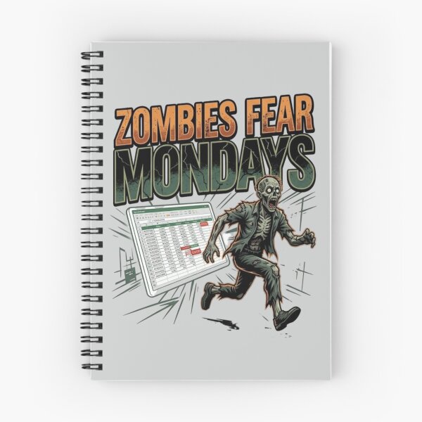 Item preview, Zombies Fear Mondays - Funny Office Zombie Running from Spreadsheet Error designed and sold by LUKOWEAR.