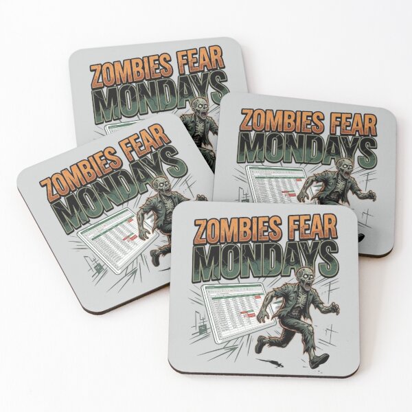 Item preview, Zombies Fear Mondays - Funny Office Zombie Running from Spreadsheet Error designed and sold by LUKOWEAR.