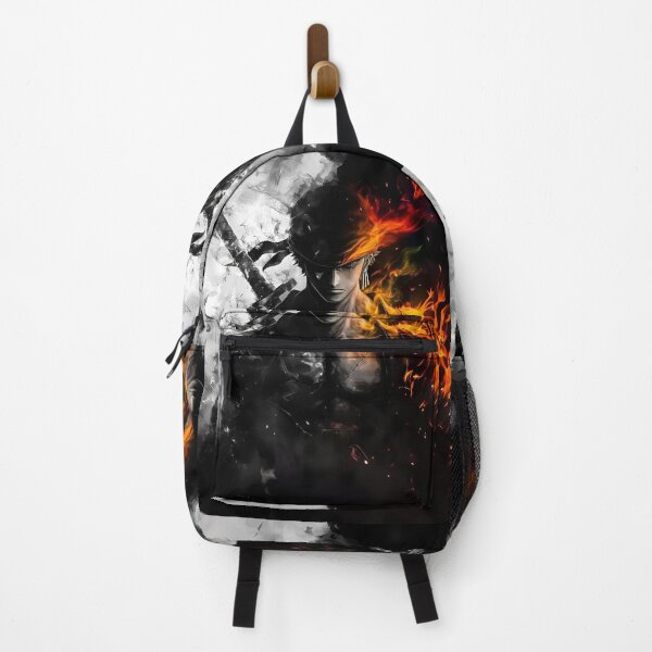 Item preview, Zoro | Monochrome Flame Samurai – Three Sword Warrior Fire and Smoke Artwork designed and sold by Dyan4.
