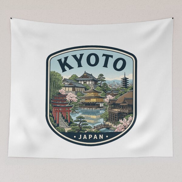 Item preview, Kyoto Japan Vintage Travel Poster Landmark Illustration designed and sold by k3rstman1.