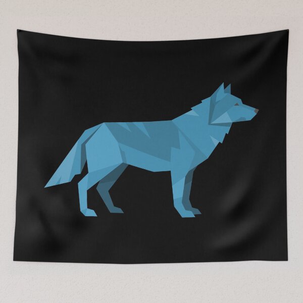Item preview, Blue Low Poly Wolf Geometric Animal Art designed and sold by chaaval.