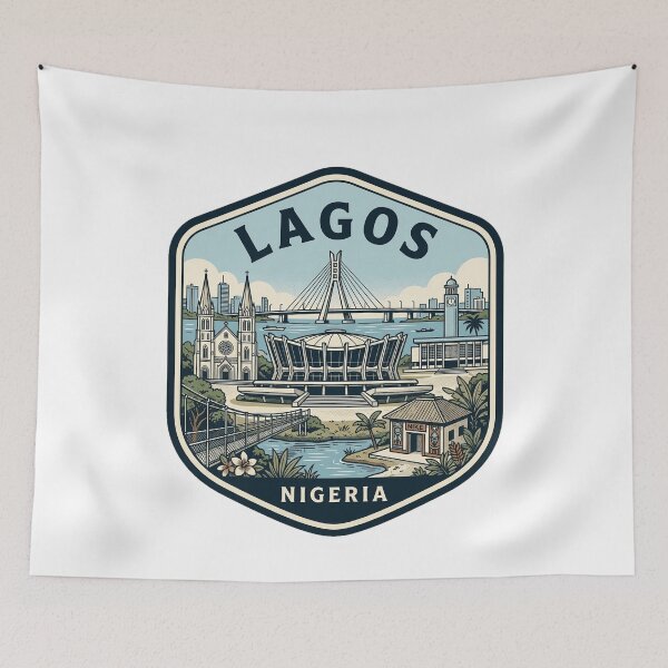 Item preview, Lagos Nigeria Vintage Travel Badge Skyline designed and sold by k3rstman1.