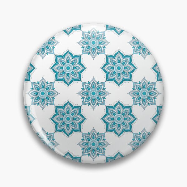 Item preview, Turquoise Geometric Thai Floral Pattern on Black designed and sold by Mousy17.