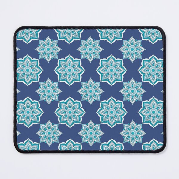 Item preview, Turquoise Geometric Thai Floral Pattern on Black designed and sold by Mousy17.