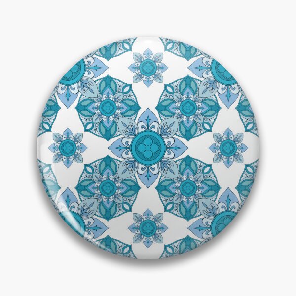 Item preview, Turquoise Thai Floral Mandala Pattern on Black designed and sold by Mousy17.